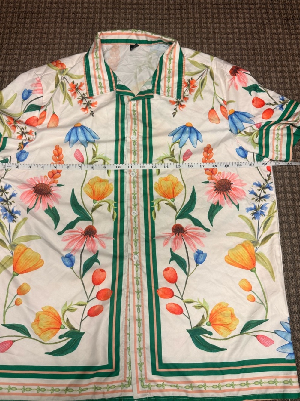 Manfinity Floral Botanical Camp Shirt Retro Resort Statement Button Front - Picture 5 of 5